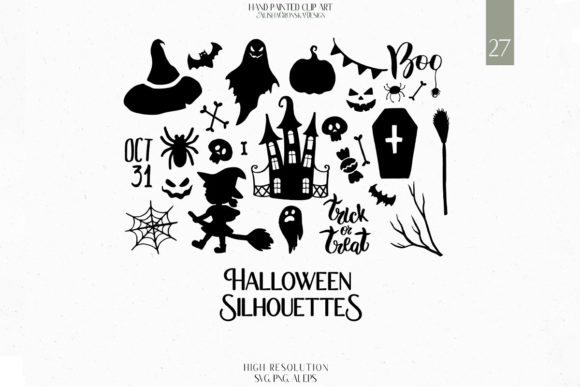 27 Halloween Silhouettes Set: Graphics & Decorative Elements