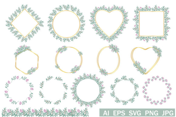 A Bundle of Cute Botanical Flower Frames for Graphics