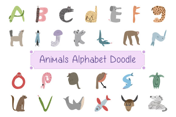 Animals Alphabet Doodle: Graphics & Decorative Elements