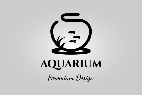 Aquarium Line Art Logo Vector Icon for Graphics and Logos