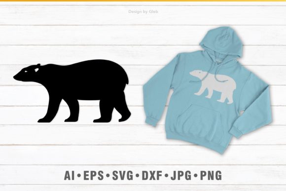 Black Silhouette Polar Bear Graphics & Print Templates