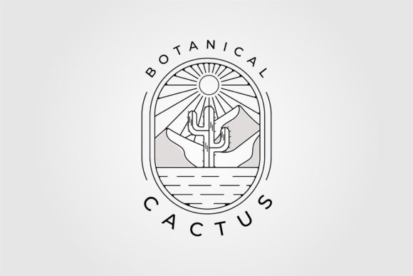 Cactus at Desert Line Art Logo Design Review