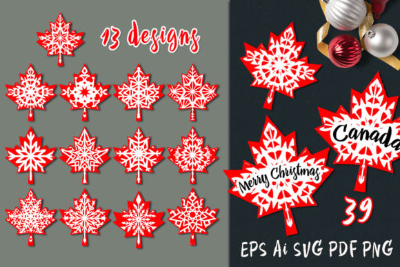Christmas Maple Leaf Graphics & Decorative Elements
