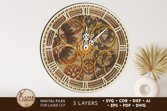 Clock Multilayer Laser Cut Files for Wall Decor