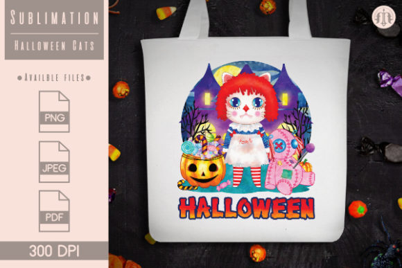 Halloween Cats Sublimation Vol 2 Graphics & Crafts