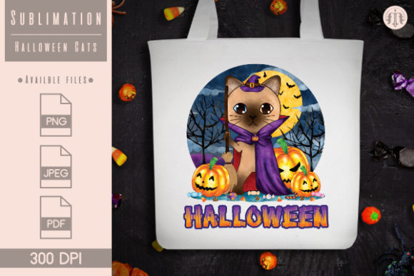 Halloween Cats Sublimation Vol1: Graphics for Crafts
