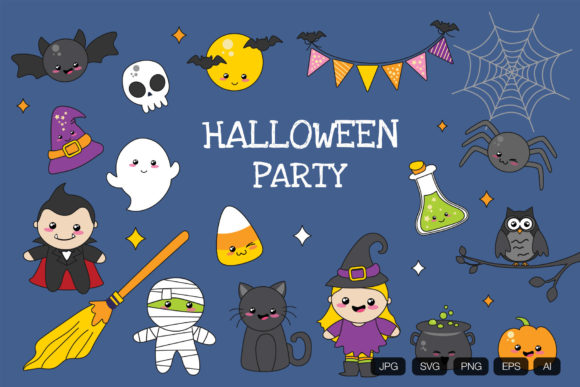Halloween Party Hand Drawn Graphics & Decorative Elements