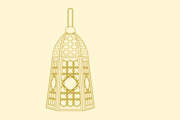Hanging Arabian Lamp in Outline Style: A Decorative Graphic for Elegant Editorial Design