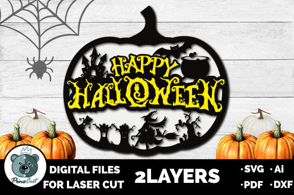 Happy Halloween Pumpkin SVG for Laser Cutting