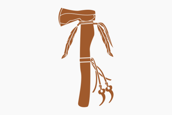 Monochrome Native American Tomahawk Axe: A Bold Decorative Graphic for Local Branding