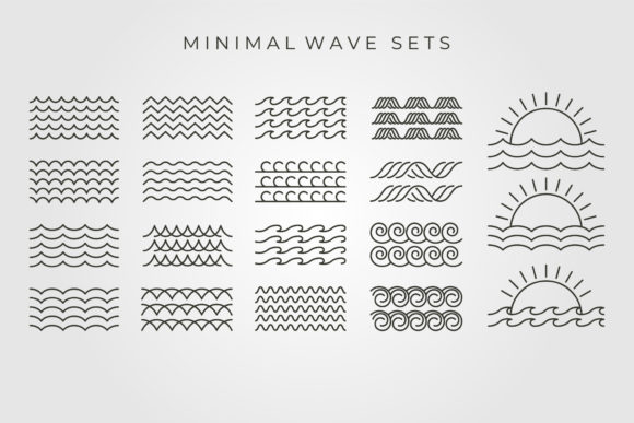 Set Bundled Wave Symbol Vector Design Graphics Review