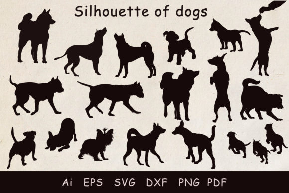 Silhouettes of Dogs and Puppies: Graphics & Decorative Elements