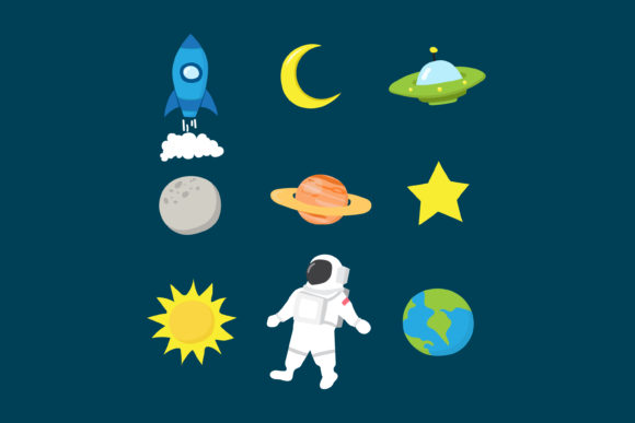 Space Object Sticker Collection – Cute, Customizable Graphics for Crafting & Handmade Businesses