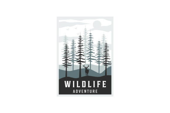 Wildlife at Forest Vintage Poster Design Graphics