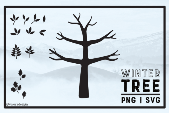 Winter Tree Family Tree SVG - 4 Branches Graphics